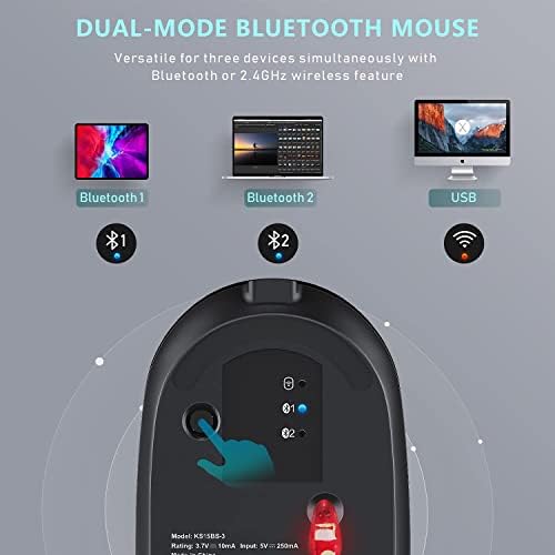 Комбинирана клавиатура и мишка Bluetooth Безжична Акумулаторна клавиатура и мишка за няколко устройства, Ультратонкая клавиатура в пълен размер за Windows / Mac OS / iOS / Android