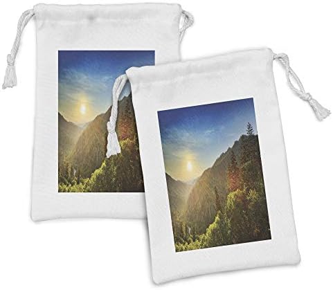 Комплект от 2 чанти от аппалачской тъкан Ambesonne, Снимка на залез слънце в открито Новопридобитата Празнина в Смоуки Маунтинс, Малка Чанта на съвсем малък за тоалетни