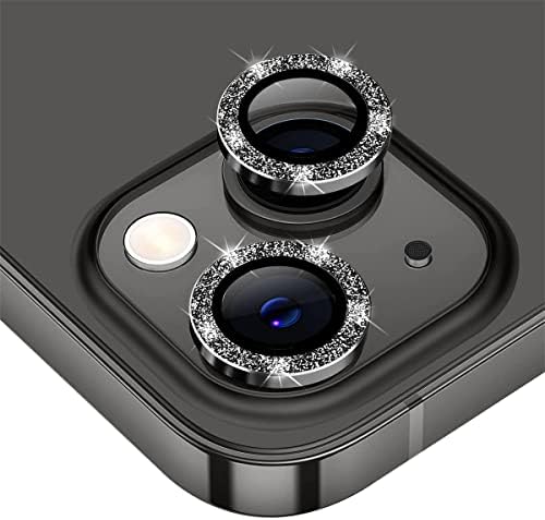 Suoman 2-Pack за iPhone 13 Mini 5.4 инча / 13 6,1 инча, Защитно фолио за обектива на камерата, Кръгови Закалено стъкло за iPhone 13 Mini 5.4 инча / 13 6,1 инча [Блестящи диаманти] - Черен