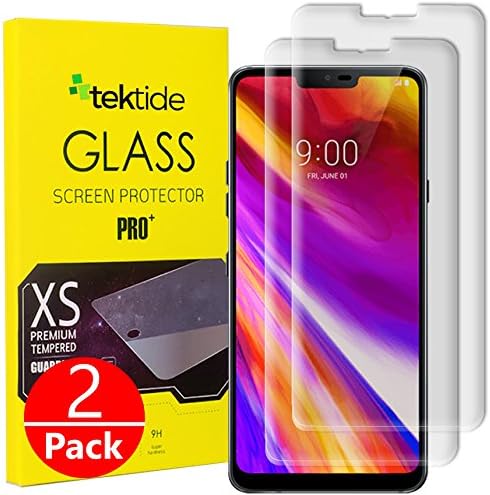 Защитно фолио Tektide, съвместима с G7 LG ThinQ, [Покритие от край до край] 3D Извити засаждане, защита от падане, Небьющееся Защитно покритие на екрана от ламинирано закалено стъкло /екрана [2]