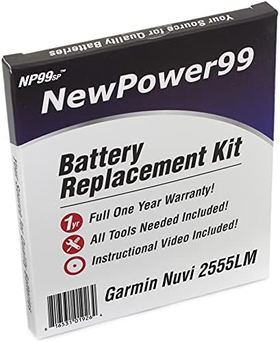 Комплект за смяна на батерията, Newpower99 за Garmin Nuvi 2555LM с видео инсталация, инструменти и акумулаторна батерия с удължен живот на служба.