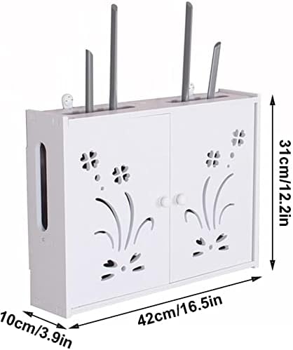 Стенен Рутер-Кутия за съхранение на Мрежовата конзола Телевизия-Долния Ред на Изход Окклюзионная Скоростна Безжична WiFi Рутер Полк Без пробиване (Цвят: бял-A, Размер
