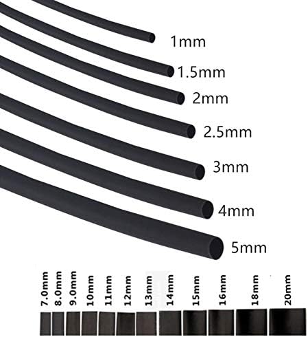 2: 1 Черно 1 2 3 5 6 8 Диаметър на термоусадки с диаметър 10 мм, Свиване тръба, обвивка на проводници, продажба, ремонт на съединител Направи си сам (Цвят: 5 м, вътрешен диаметър: 10 мм)