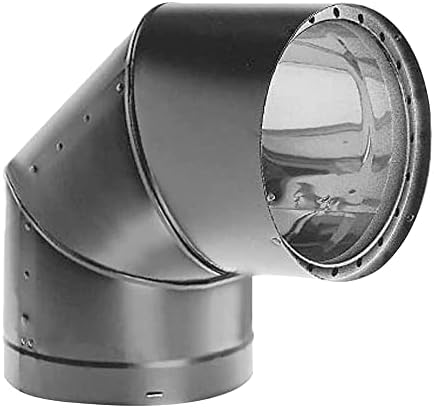 DuraVent DVL 6DVL-E90 6 Тръба за печка с двойни стени от Поцинкована стомана /Неръждаема стомана, 90-градусов Отводной тръбен накрайник за вентилация и освобождаване, Черен