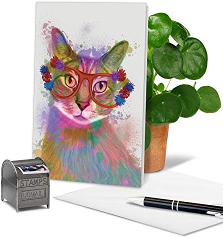 Най-добрата компания за производство на пощенски картички - 1 Поздравителна картичка честит рожден Ден в плик - Очарователни Цветни животни, Забавна Детска Картичка - Фънки Rainbow Cats C6199IBDG