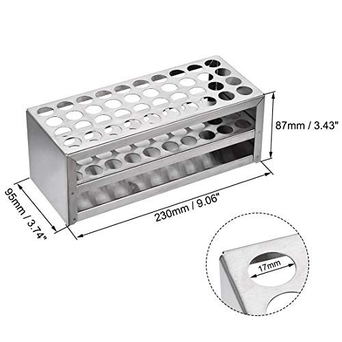 uxcell 304 Притежателят на Тръби от Неръждаема Стомана, Лабораторни Стойка, Стойка с 40 Дупки, 3 Слоя, за да Пробирок 14-16 мм