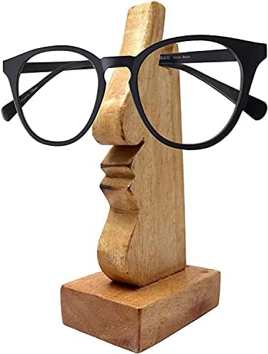 Generic_ Дървен Държач за очила под формата на носа и брадичката, Необичайна Поставка за дисплея - 6 инча, Поставка За Слънчеви очила, Тенис на Аксесоар и Подаръци за дома, Кафяв