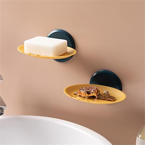 DHDM Поставка за сапун Стенен монтаж Без пробиване на Притежателя на Гъба За Чинии, Аксесоари за баня, Прибори Самозалепващи (Цвят: черен размер: подходящ за всички)