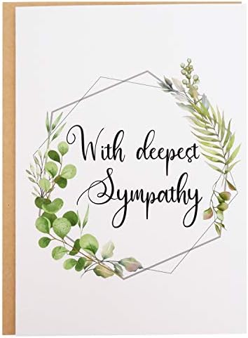 Пощенска картичка с израз на симпатии - Една Проста Картичка с соболезнованием С най-дълбоко съчувствие, Напечатанная Бяла текстурирана хартия с крафт-плик - 5 x 7 Пр?