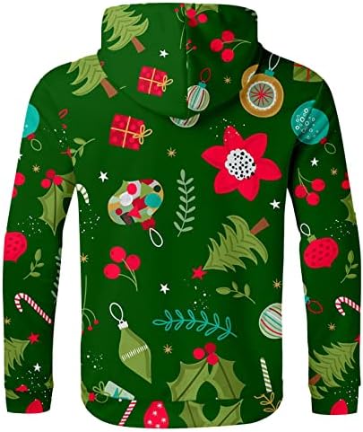 Коледни Качулки WOCACHI за Мъже, Забавни Графични Спортни Блузи с Качулка, Коледен Спортен Пуловер с Принтом Елен