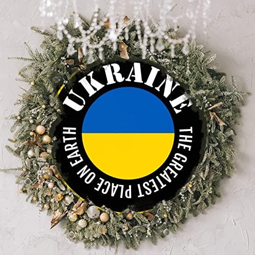 Знаме на Украйна Венец на Входната врата, най-великите Места, на Земята Украйна Селска Къща Селски Знаци Селски Сувенир-Подарък за Пътуване Дървени Стенни Табели за сядане на Предната Веранда отгледа 10х10 см