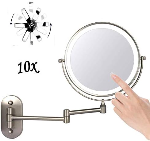 LIANXIAO - Огледало за грим, грим Огледало с led Осветление, Кръгло Огледало за грим, Сензорен екран с Въртене на 360 Градуса, за грим, за Бръснене