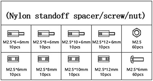 Винт 200шт М2 М2.5 M3 Черни багажник найлон втулка Винтовете с шестоъгълни колона Ядки Гама от Смесен Комплект резьбовая-часова - (Размер: Комплект M2.5)