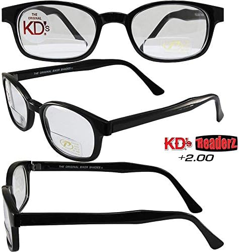 Pacific Coast Оригинални байкерские очила KD от PCSUN в черна рамка + Прозрачни лещи с увеличение 2,00, малки