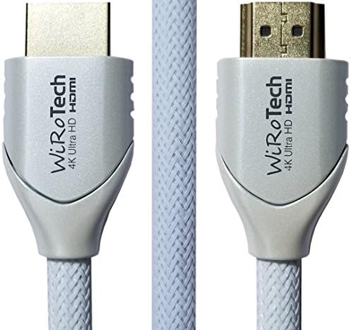 Кабел WiRoTech HDMI 4K Ultra HD с тъкани кабел, HDMI 2.0 18 Gbit/s, поддържа 4K 60 Hz, цветност 4 4 4, Dolby Vision, HDR10, ARC, HDCP2.2 (25 метра, бял)