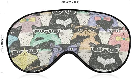 Маска за Сън Nerdy Cats с Регулируема Каишка Мек Калъф За Очите Затемняющая Превръзка на Очите, за да Пътуват Релаксиращ Сън