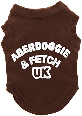 Mirage Pet Products 8-Инчов Тениски Aberdoggie UK със Сито печат, X-Малък, Кафяв