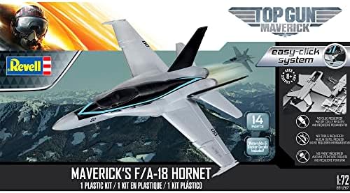 Revell Easy-Click-System 85-1267 Комплект за монтаж на реактивен изтребител Топ Гън Maverick's, F/A-18 Super Hornet в мащаб 1:72 от 14 предмети, 2-ро ниво на умения, комплект за монтаж на пластмасови модели на самолети,