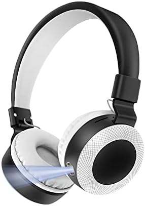 Bluetooth-слушалки Cagogo 5.1 Слушалки с прибиращ субуфер Hi-Fi, напълно затворена, ухото, кабелна поставяне на карта с памет и осветление фенерче (бял)