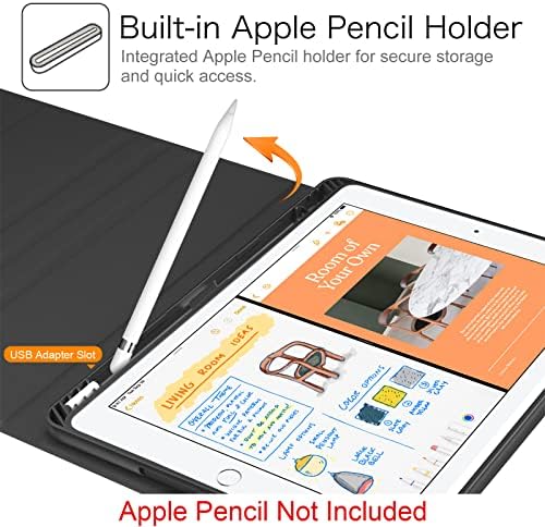 Калъф-клавиатура Fintie за iPad 9th / 8th / 7th поколение (2021/2020/2019) 10.2 инча, Мека делото-поставка от TPU с държач за моливи, Магнитно-Свалящ безжична клавиатура Bluetooth, черен