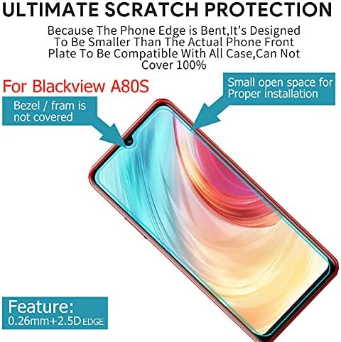 Калъф Ytaland за Blackview A80 / Blackview A80S с 2 пъти защитно фолио от закалено стъкло. (3 в 1) е Кристално Чист Силикон устойчив на удари Бронята от TPU Защитен Калъф за вашия телефон
