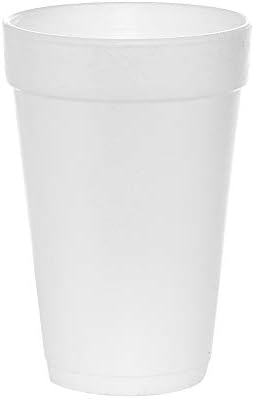 Tezzorio (200 гр) Бял Полистирен Чаши, 16-унция, Полистирен Чаши за Пиене, за Еднократна употреба Изолирани Полистирен Чаши за топли / Студени напитки