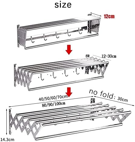 XMCX Стенни Сгъваема сушилня за дрехи от Неръждаема Стомана 304, Компактен, Закачалка за кърпи, Прибиращ се Проветриватель Огромния Капацитет за баня, Удобно за съхран