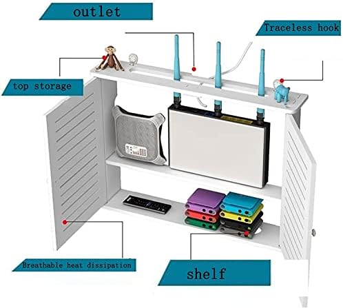 Кутия за съхранение на Wi-Fi рутер MJER, телеприставка, Рафт за рутер, Кутия За съхранение на кабели, Органайзер за Скрит багажник, за дистанционни Player TV Box 23.4.8 (Размер: ма