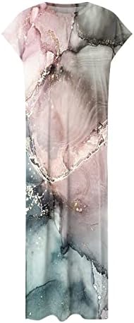 Женствена рокля Midi MIASHUI, Дамски Лятна Тениска, на Макси Рокля с ръкав Прилеп, през Цялата Силует, Ежедневното Свободно Лятна Рокля с Цепка