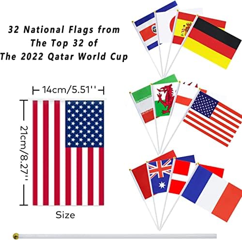 Знамена на световното Първенство по футбол през 2022 в Катар, Ръчно Международен флаг 32 страни, Малки мини Знамена с кръгла горна част, Националните флагове, Мини-Ръч?