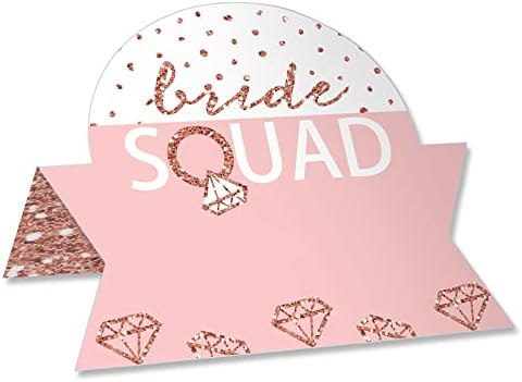 Big Dot of Happiness Bride Squad - Розово-Златни Картичка за булчински душ или моминско парти в палатката-на Бюфет - Лични карти за сервиране на масата - Комплект от 24