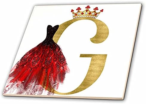 Триизмерно червена рокля с участието на бижута, корони, златен монограм, G-плочки (ct_349857_1)