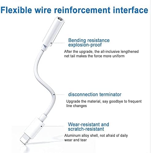 Сертифициран от Apple Пфи Адаптер за слушалки от 2 комплекти за iPhone, Адаптер с конектор Lightning за слушалки 3.5 мм, Аудио Кабел ключ Aux вход, съвместим с iPhone 13/12/11 /XS/XR/X 8 /, Поддръжка на повикване +