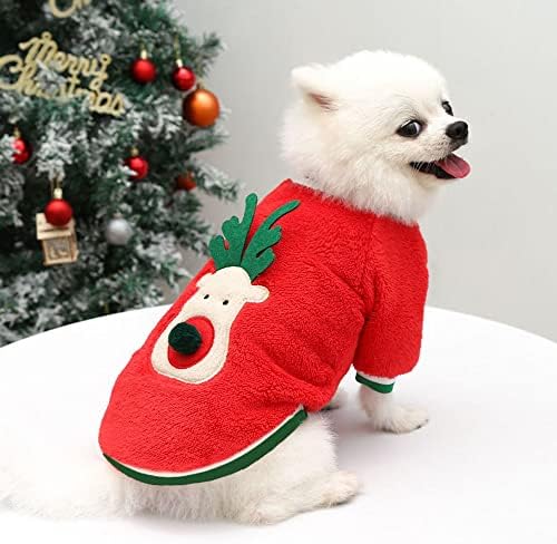 Дрехи за домашни кучета, Топъл, мек вълнен плат Пуловер за Кучета, Коледно Облекло, Костюм, Коледно Облекло, Пижами в Навечерието на Коледа, 3D Лосове, Предназначени з