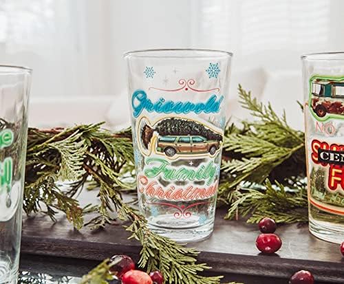 Пинтовые чаши Silver Buffalo National Lampoon's Christmas Vacation Quotes, определени от 4-те | от Бира, чаши за алкохол, напитки в кръчма | Всеки с капацитет 16 унции