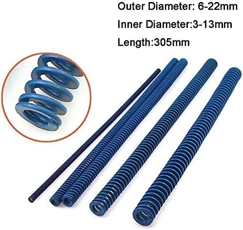Кратка пружина SYZHIWUJIA Система за компресиране на Американския стандарт 65Mn Синя лека пружина за пробиване диаметърът на 6-22 мм Вътрешен диаметър 3-13 mm Дължина на пружината (Размер: 22x12,5x305 мм)