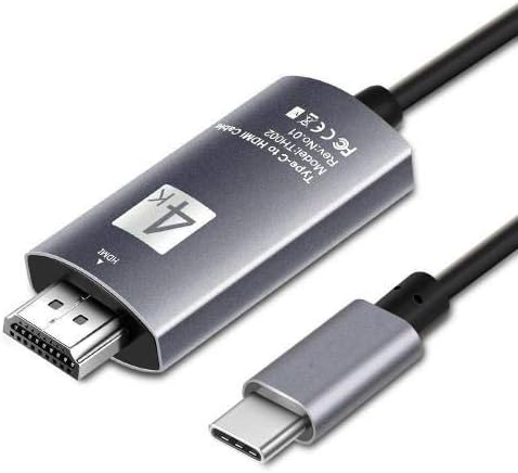 Кабел BoxWave за Fotric 326M (кабел от BoxWave) - Кабел SmartDisplay - USB Type-C за HDMI (6 фута), USB кабел C / HDMI за Fotric 326M - черно jet black