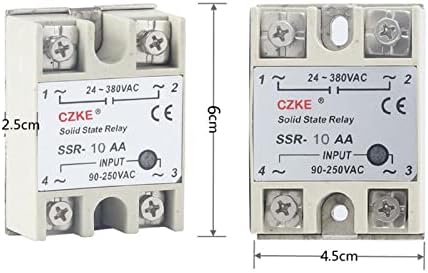 KAVJU SSR-10AA/SSR-25AA/SSR-40AA Управление на променлив ток ac Бял корпус Еднофазно твердотельное реле с пластмасов капак SSR (Размер: SSR-25AA)