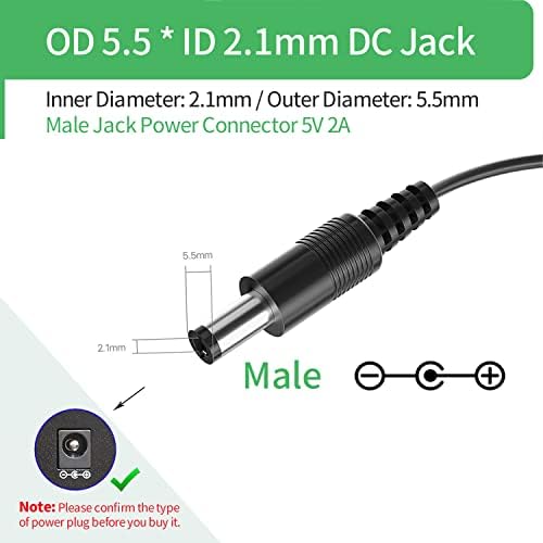 Захранващ Адаптер AC-DC 5V 2A 2000mA, Включете 5.5 mm x 2,1 мм, UL, FCC е Посочен