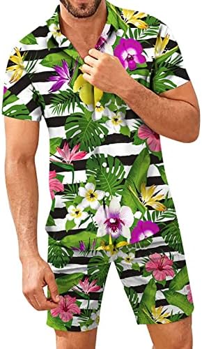 JINFE Корейски Костюм Мъжки къси Панталони Пролетен Комплект Мъжки Ризи С Принтом Случайни Годишният Ръкав Случайни Мъжки Бански костюм За Гмуркане