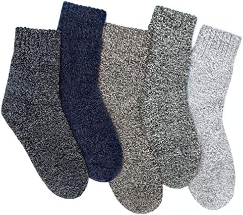 Loritta 5 Чифта Вълнени Чорапи за Жени, Подаръци, Зимни Топли Дебели терлици за екипажа, Удобни Чорапи за екипажа
