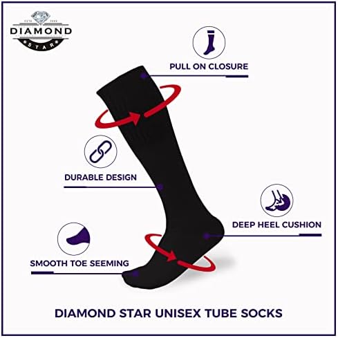 Мъжки спортни чорапи-тръбички Diamond Star от 6 опаковки, за спорт до прасците, с пълна възглавница от Висококачествен Мек памук, Големи и по-Висока