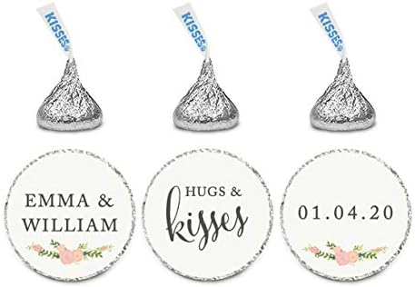 Персонализирани Сватбени Етикети Andaz Press във формата на Шоколадови капки, Прегръдки и Целувки, Цветя, Рози, 216 броя в опаковка, за Ангажименти, Срещи в душата на Булка