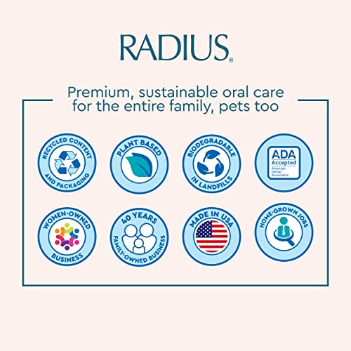 Четка за зъби RADIUS Голяма четка с взаимозаменяеми глави, за лява ръка, мека с лед, не съдържа BPA и одобрен от ADA, предназначена за подобряване на здравето на венците и намаляване на риска от заболяване на венците