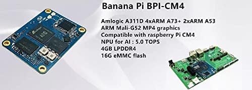 youyeetoo Съвместим с Banana Pi BPI-CM4, Raspberry Pi CM4, четириядрен процесор Amlogic A311D ARM Cortex-A73, 4G LPDDR4, 16G eMMC на борда WIFI5, Minipcie 26PIN, работещ под Android Armbian Linux (BPI-CM4)