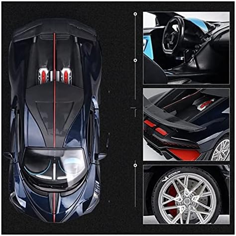 Мащабна модел на превозното средство за суперавтомобил Bugatti DIVO, Формовани под Натиска на модел на превозното средство от сплав, Миниатюрна Метална Кола за Деца, Коледа за Момчета, пропорцията е 1:24 (Цвят: синьо)