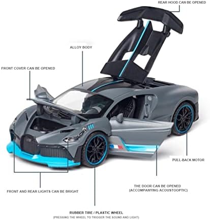 Мащабна модел на превозното средство за Bugatti Veyron Divo, Формовани под натиска на модел на превозното средство от сплав, 4 Врати, Отворени Метални Сгъваеми Превозни Средства, автомобили за деца, съотношението на
