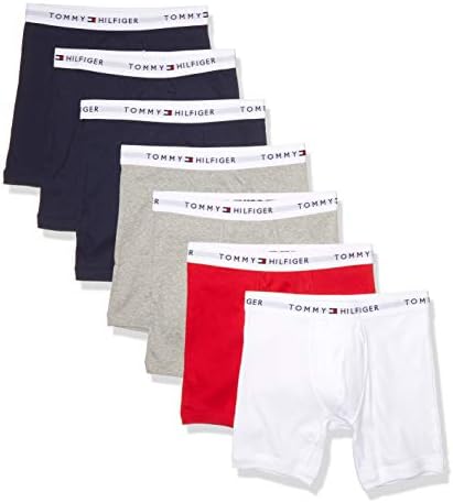 Мъжко бельо Tommy Hilfiger Cotton Classics Megapack Boxer Brief- Exclusive, 3 тъмно сини, 2 Сиви Хедър, 1 ЧЕРВЕН, 1 Бял, XXL