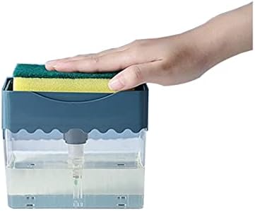 ZHYLing Опаковка течен препарат за почистване на кухненски мивки, Кутия за течности Преса-тип, Гъба за миене на съдове, Четка за миене на съдове, кутия за течности (Цвят: синьо размер: 300 мл)