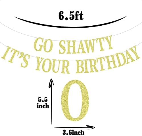 Златна Блестящ Банер Go Shawty It ' s Your Birthday, Украса За парти в стил хип-хоп, Забавни Декорации За партита в чест на 30-ти /40-ти /50-ти Рожден ден